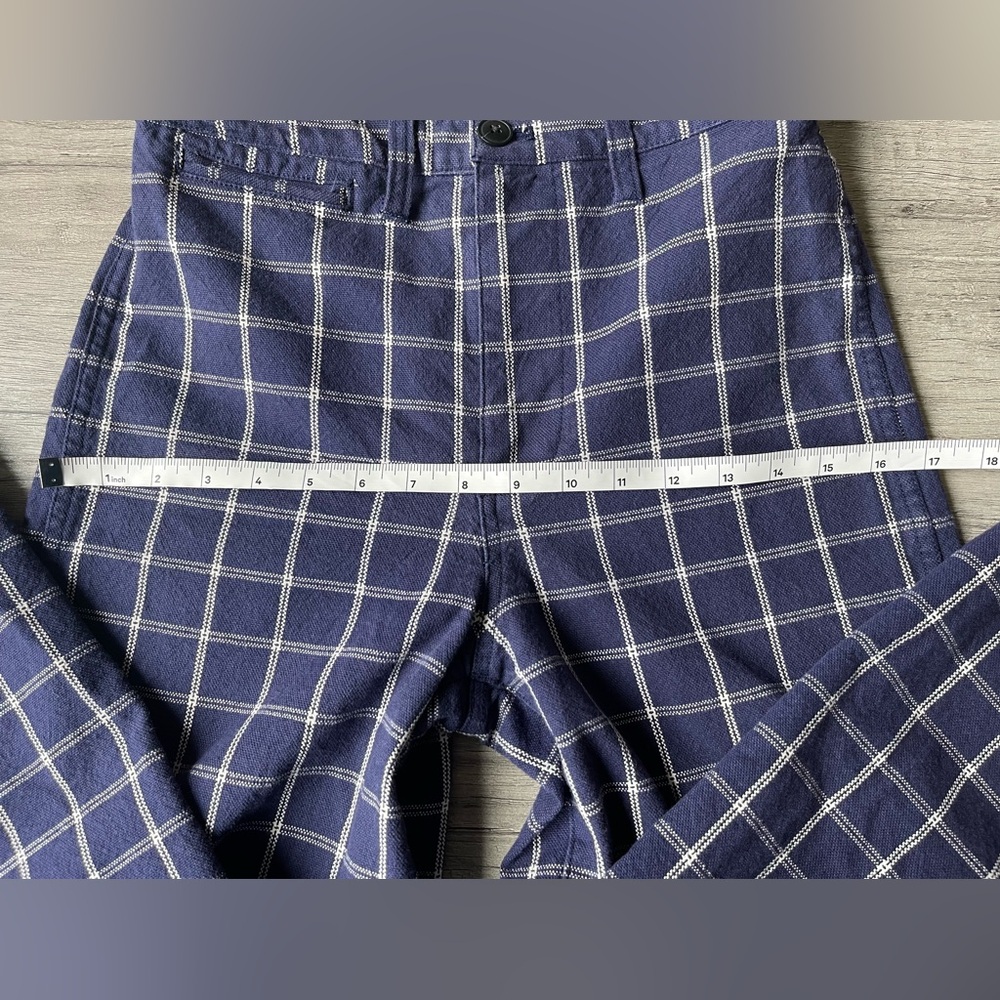 Madewell Plaid Navy High Rise Wide Leg Crop Pants - Picture 10 of 14